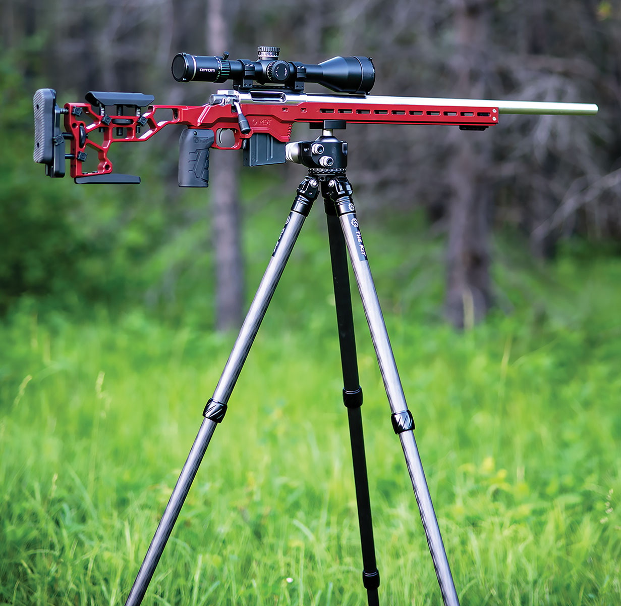 Neil (Satch) Megyes, owner of Chinook Arms and Ibex Industries in Taber, Alberta, Canada, assembled this beautiful rig for me. He did a custom coating of his limited edition “Ibex Red” on the MDT ACC chassis, and I couldn’t be happier with how it turned out.